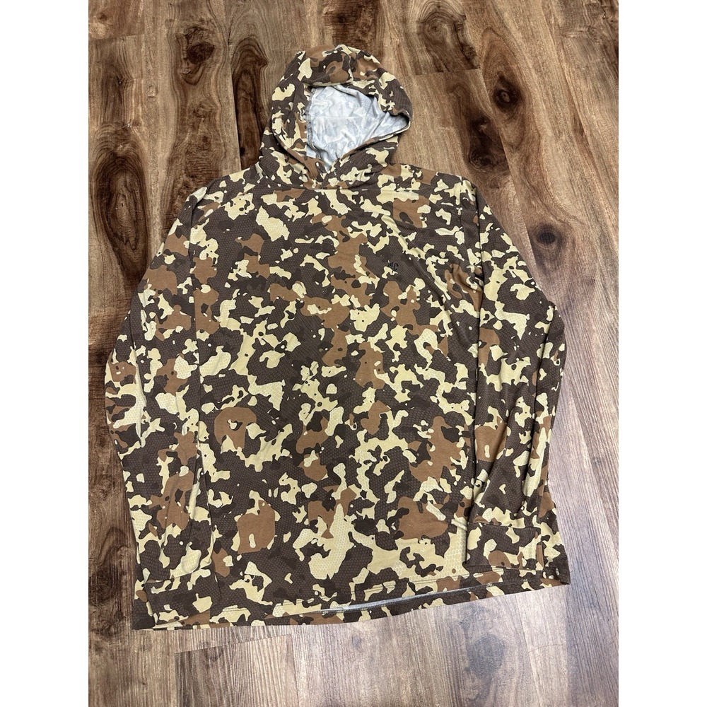 Duck Camp Camo Hoodie Mens Size L Lightweight Hunting Fishing